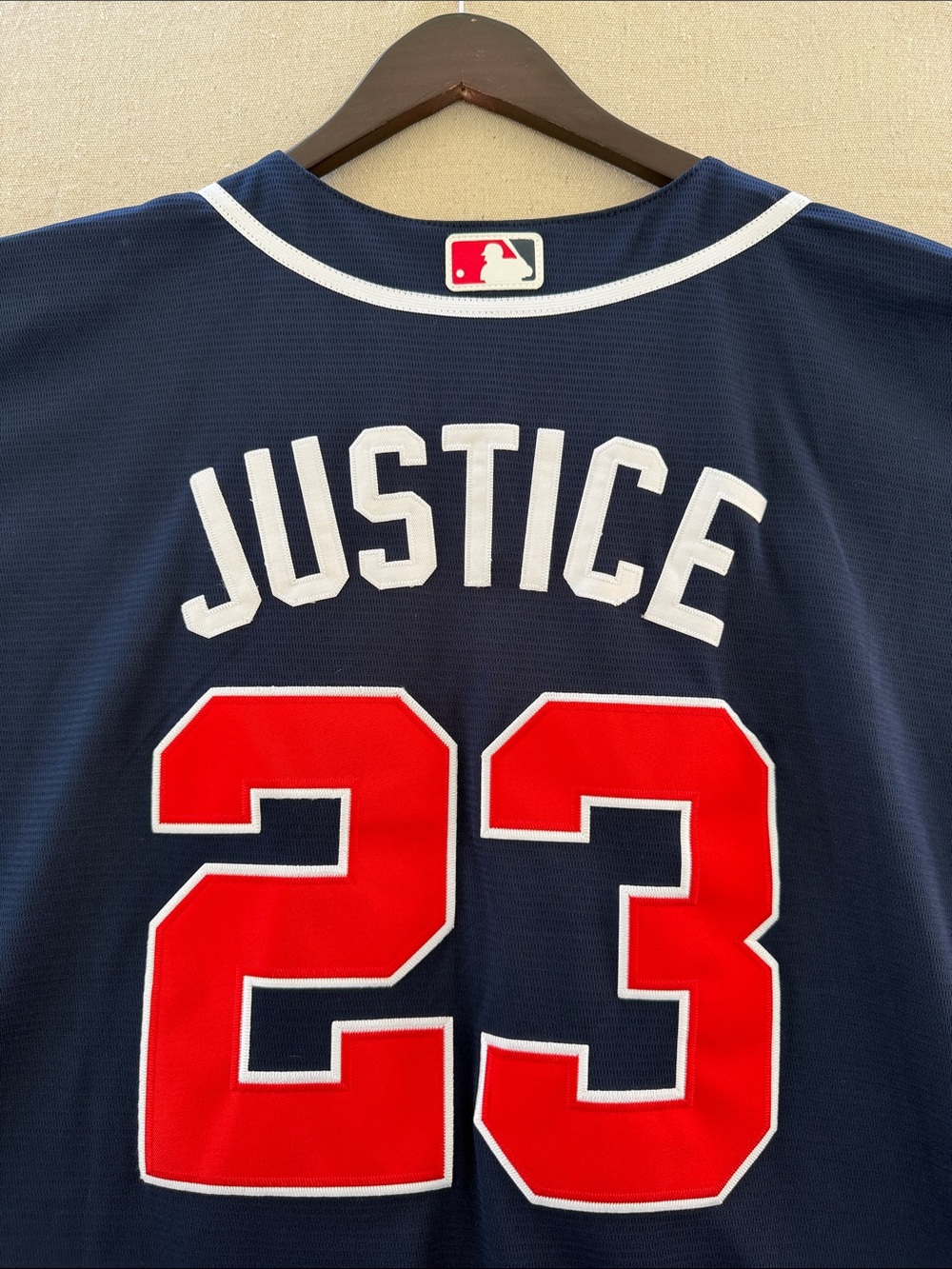 Nike Mens Atlanta Baseball Jersey - Navy with Red and White Trim